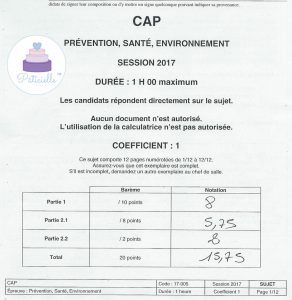 Prévention Santé Environnement CAP pâtissier candidat libre